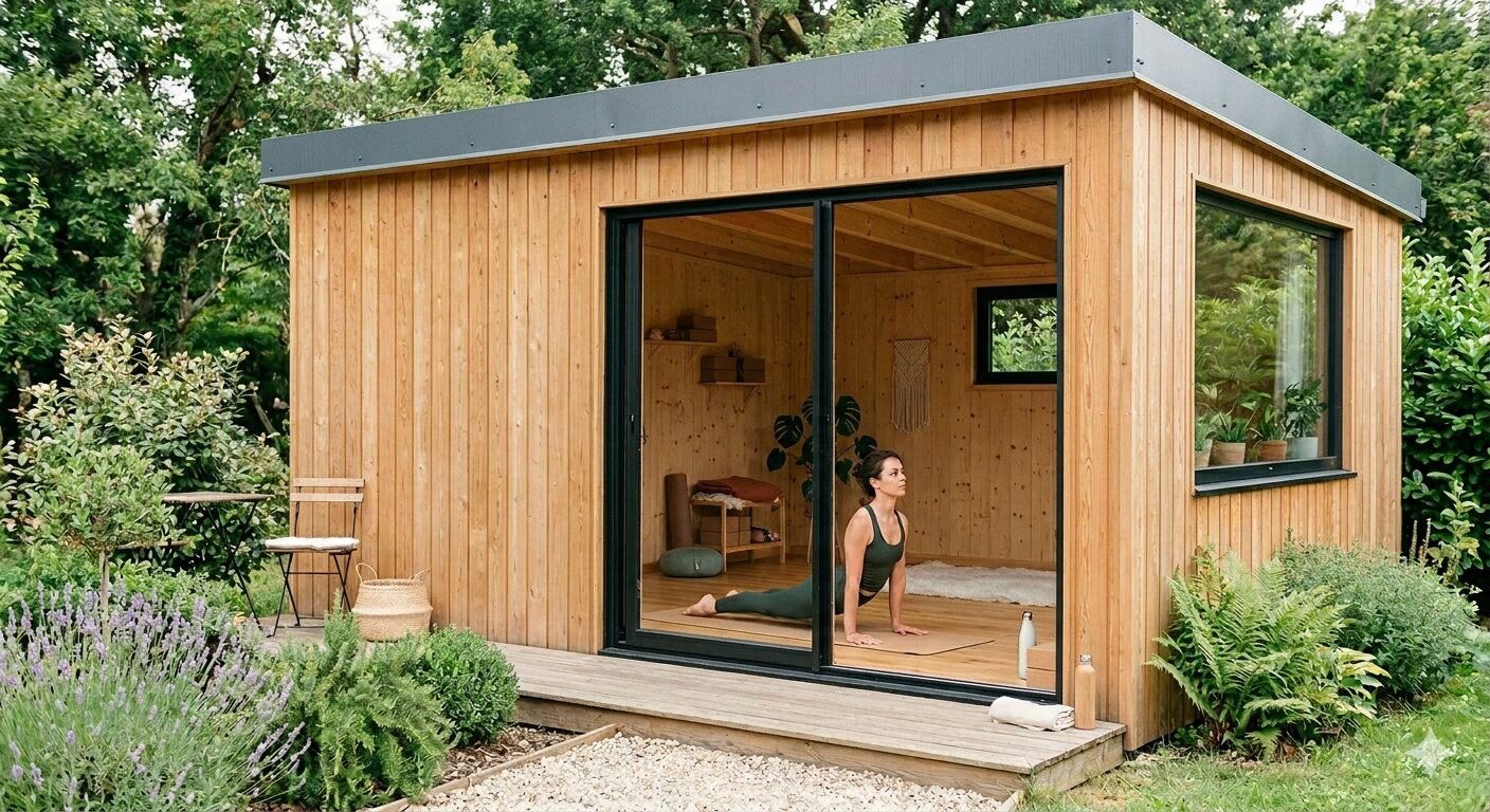 Un studio de yoga dans le jardin